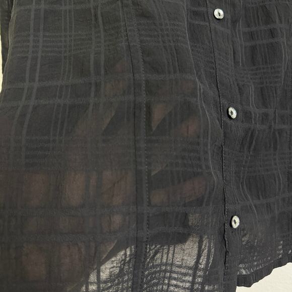 Disturbia Shirt Womens Size 12 Black Check Long Sleeve Button Up Sheer Puff - Picture 6 of 11
